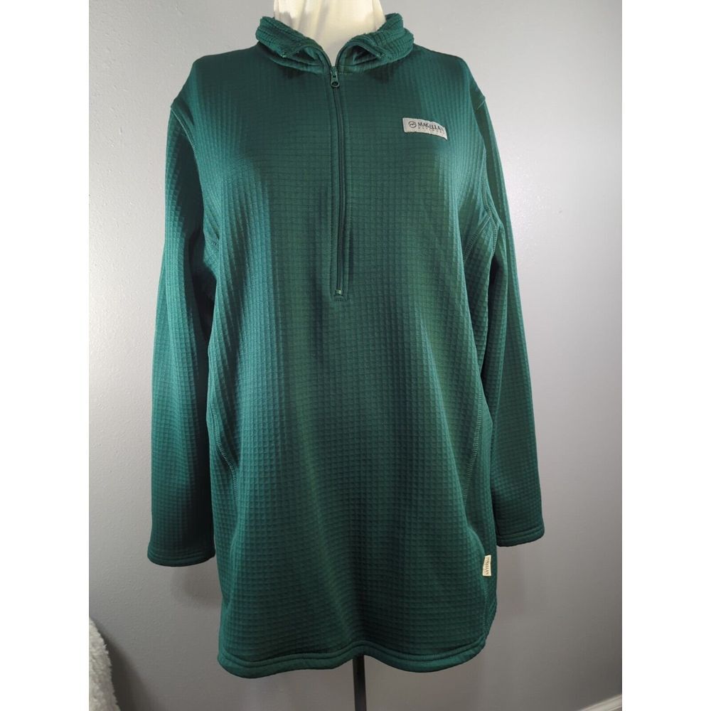 Magellan Women's Green Waffle Knit 1/4 Zip Long Sleeve Pullover Size XXL‎ 460